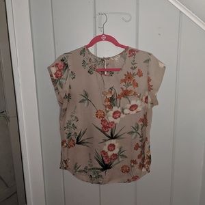 Floral Short Sleeve Blouse by Lily White (Size L)